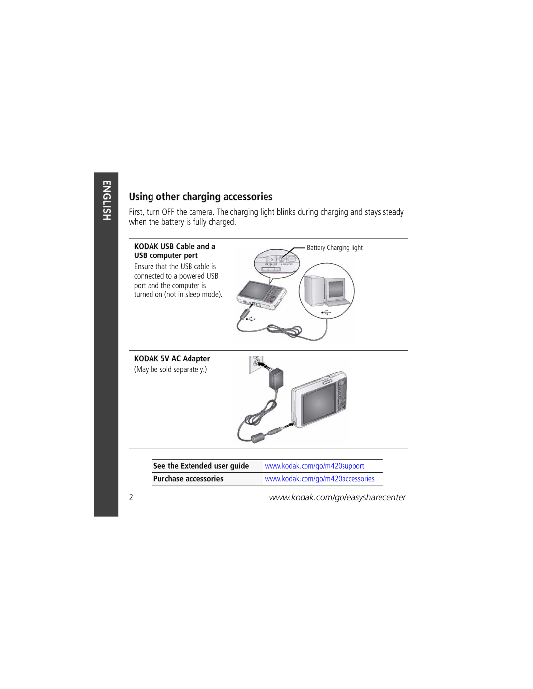 Kodak U-8 manual Using other charging accessories 