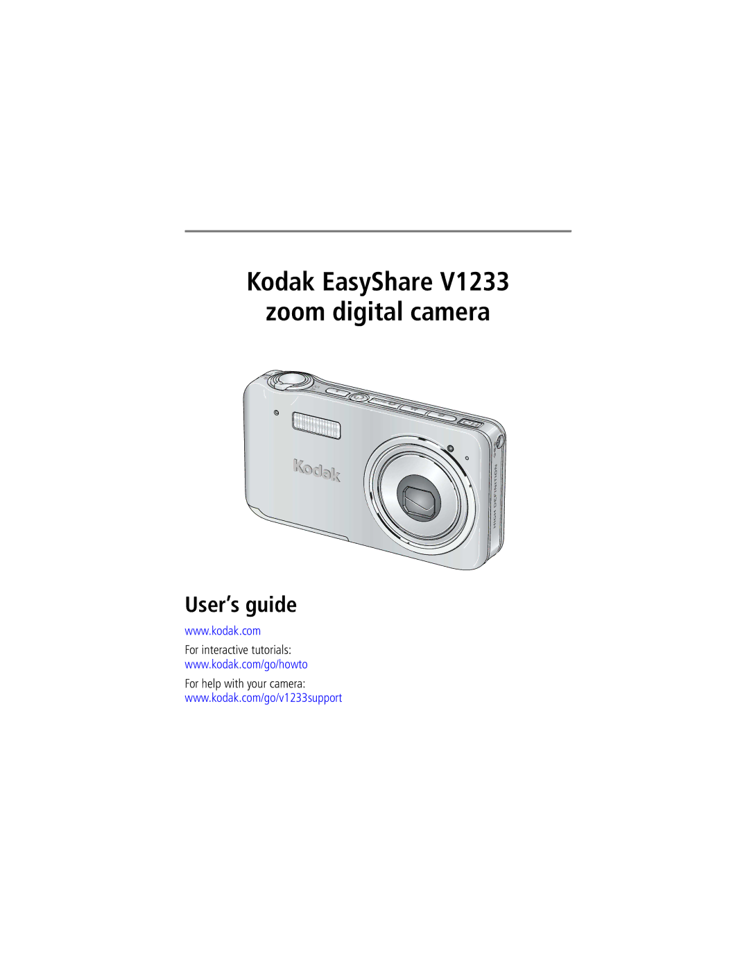 Kodak V1233 manual Kodak EasyShare Zoom digital camera, For interactive tutorials For help with your camera 