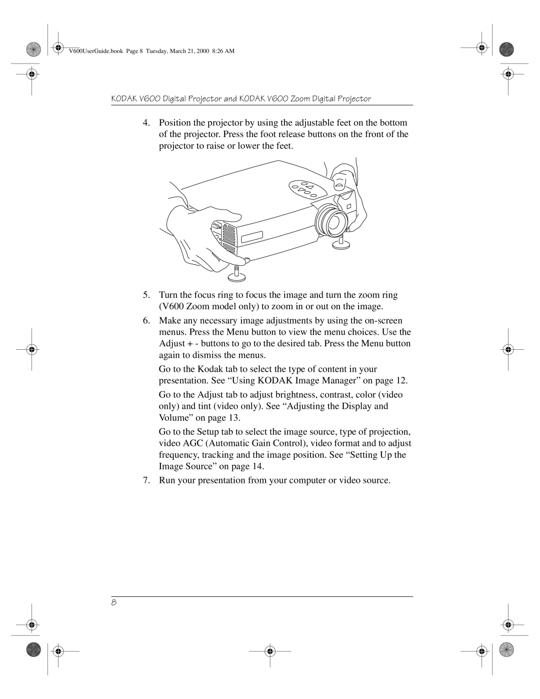 Kodak V600 Zoom manual V600UserGuide.book Page 8 Tuesday, March 21, 2000 826 AM 