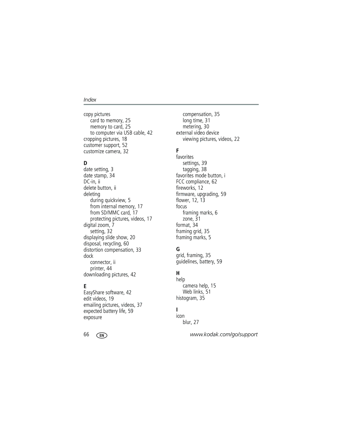 Kodak V705 manual Copy pictures, Downloading pictures, Focus, Histogram, Blur 