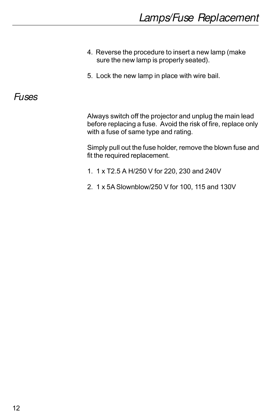 Kodak VIDEOMATE 2030P instruction manual Fuses 