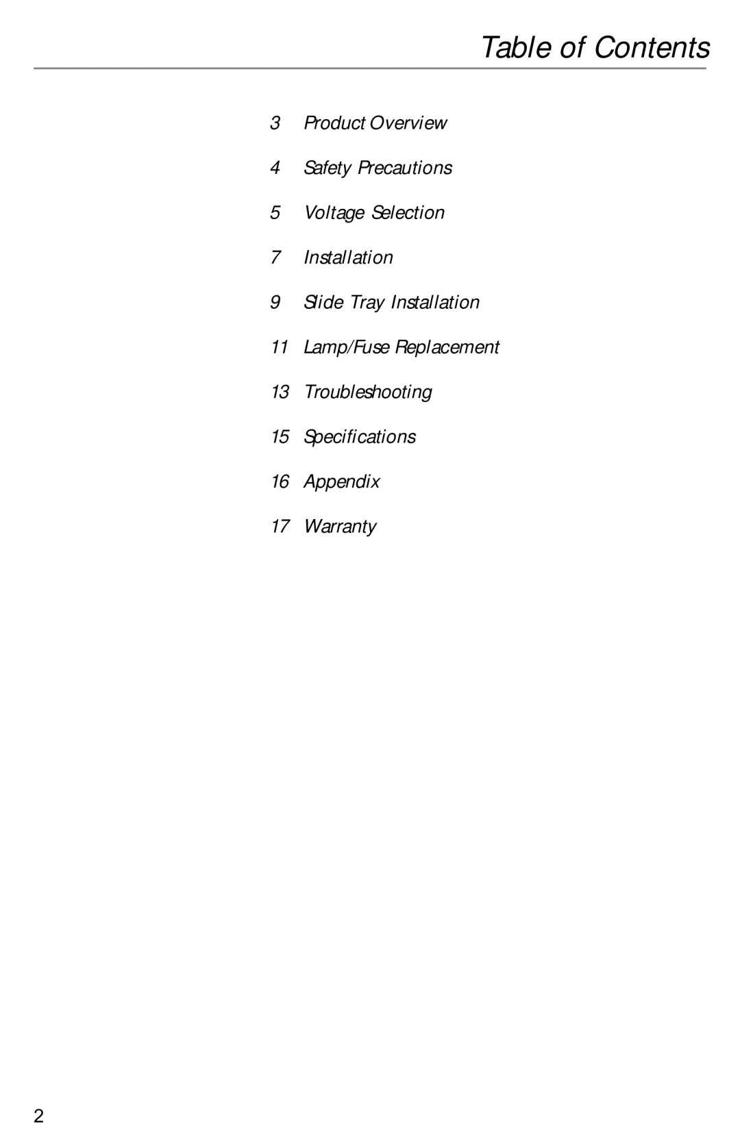 Kodak VIDEOMATE 2030P instruction manual Table of Contents 