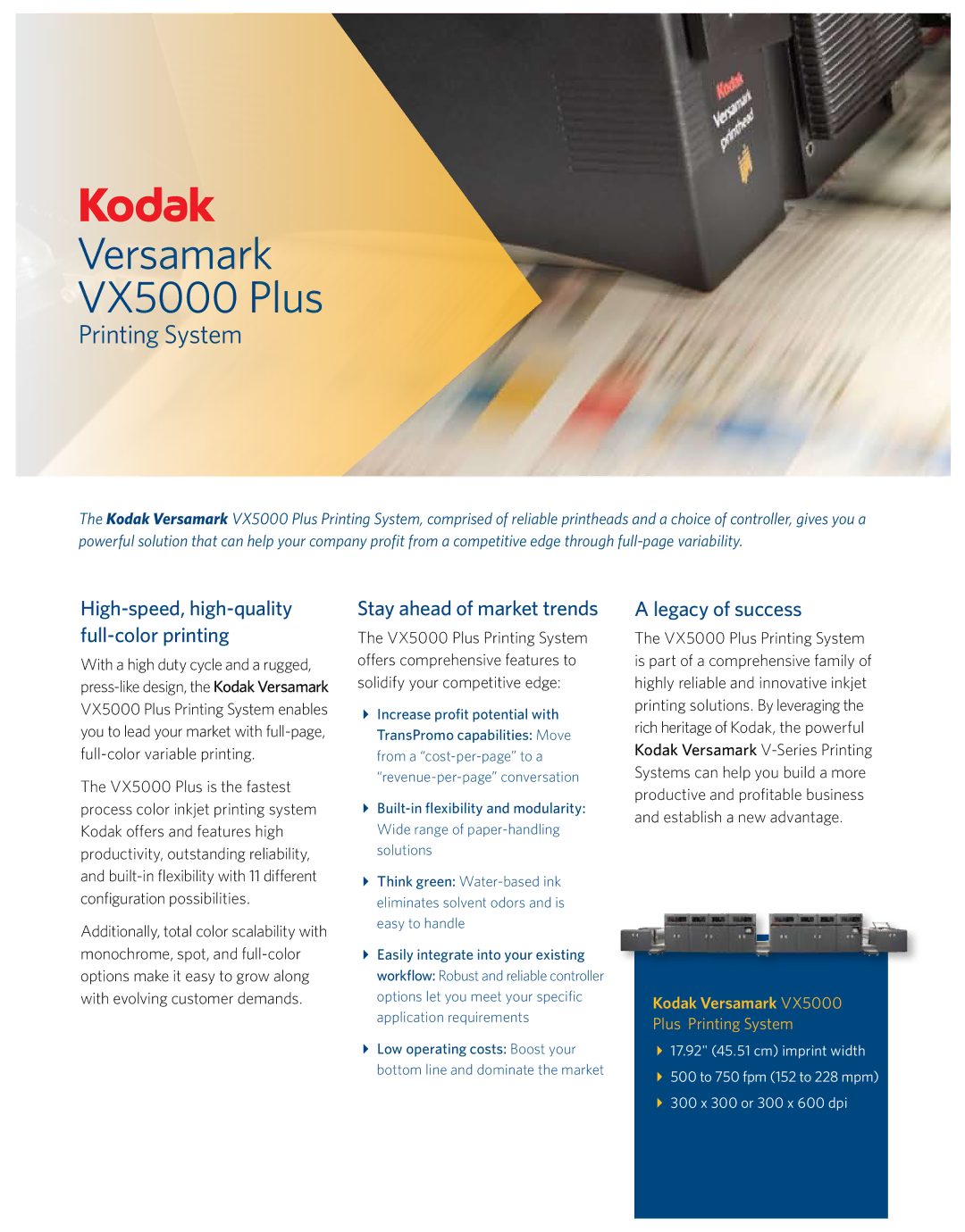 Kodak VX5000 manual Stay ahead of market trends, Legacy of success 