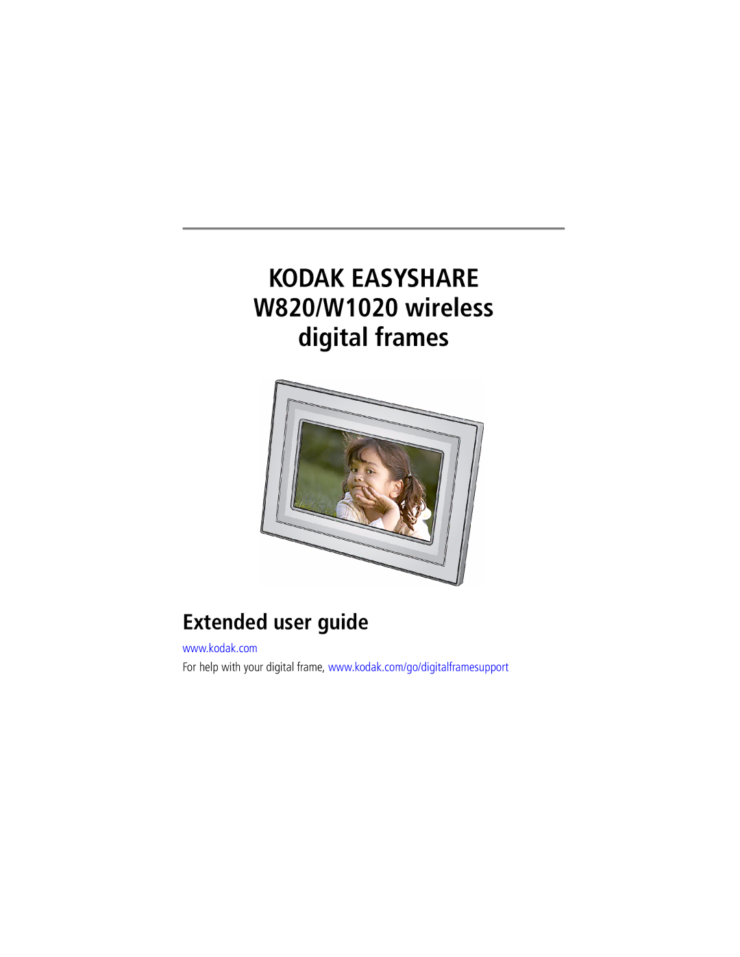 Kodak manual Kodak Easyshare, W820/W1020 wireless Digital frames 