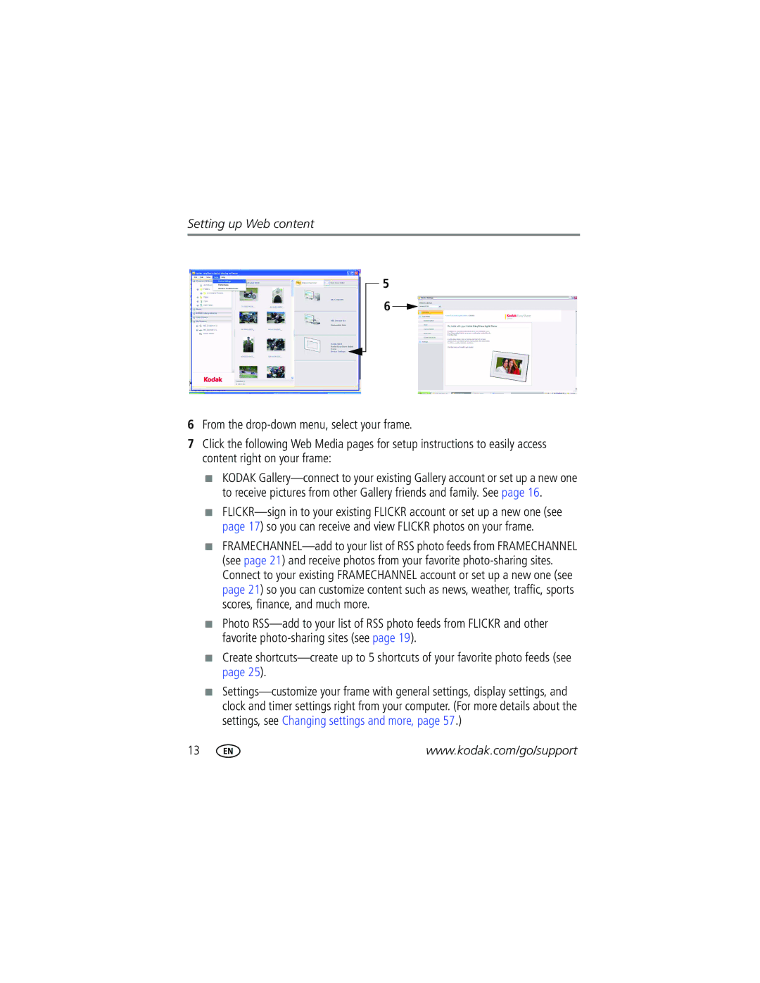 Kodak W820, W1020 manual Setting up Web content 