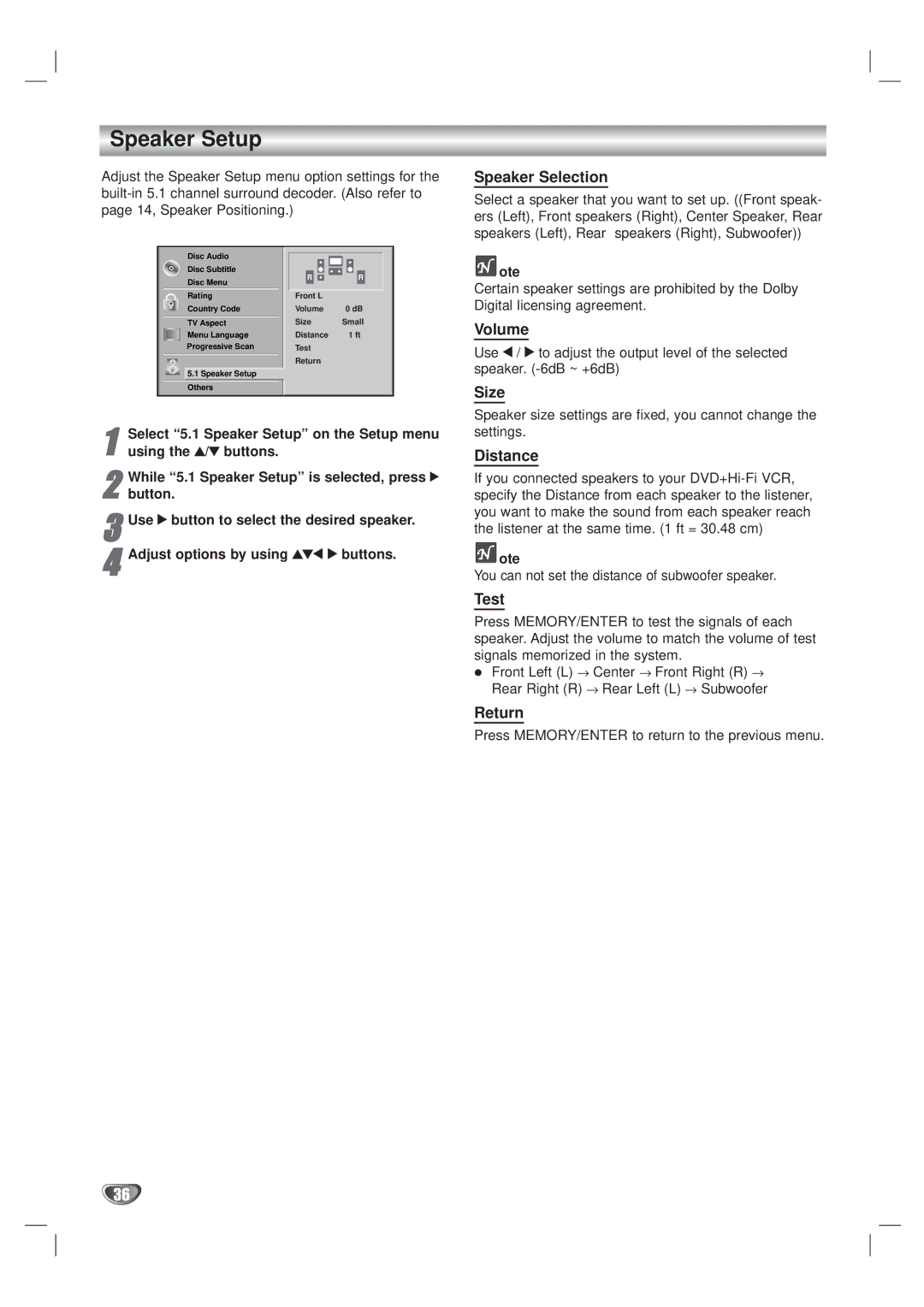 Kodak XBS444 warranty Speaker Setup 