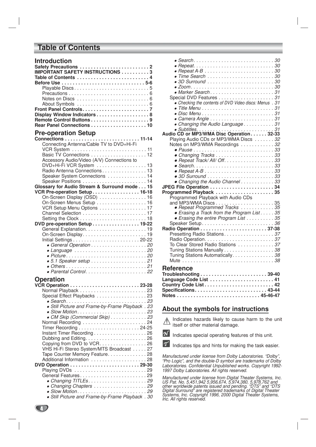 Kodak XBS444 warranty Table of Contents 