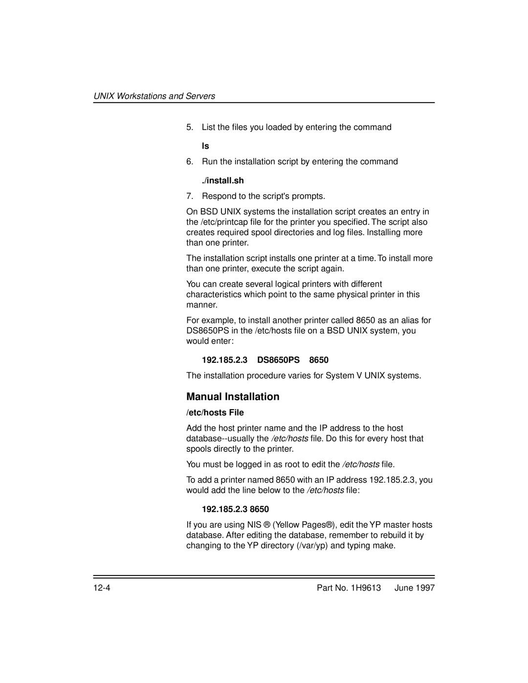 Kodak XLS 8400 setup guide Manual Installation, Install.sh, 192.185.2.3 DS8650PS, Etc/hosts File 