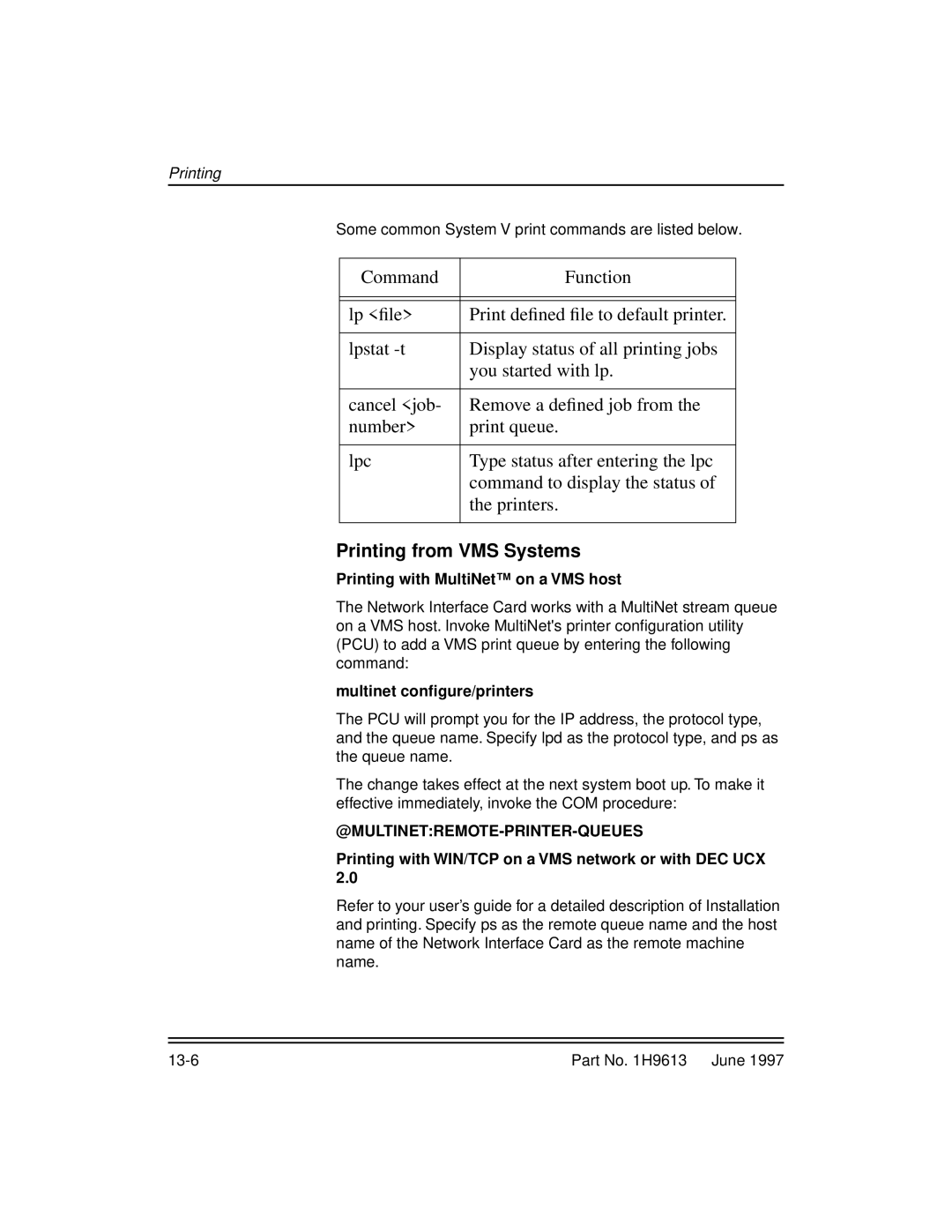 Kodak XLS 8400 setup guide Printing from VMS Systems, Printing with MultiNet on a VMS host, Multinet conﬁgure/printers 