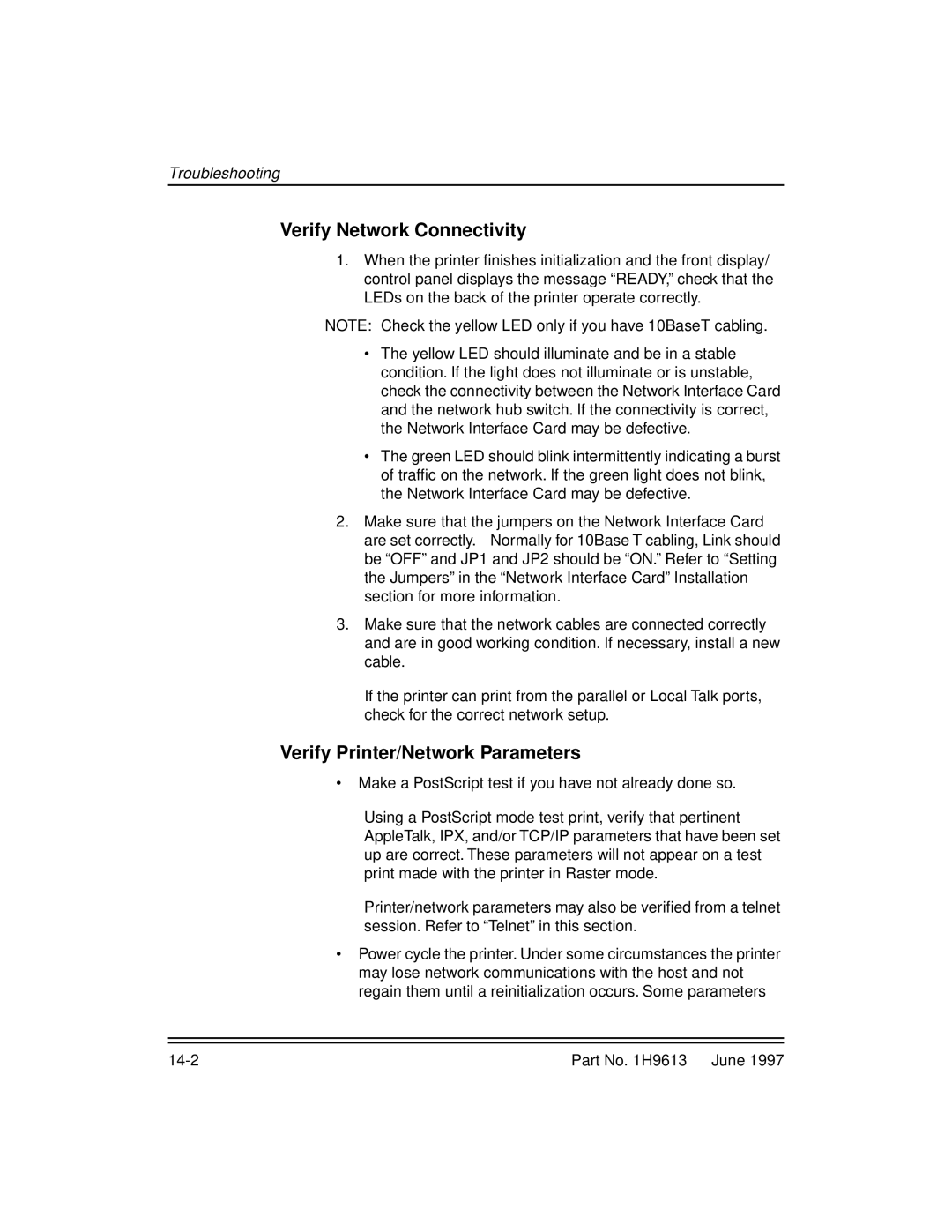 Kodak XLS 8400 setup guide Verify Network Connectivity, Verify Printer/Network Parameters 