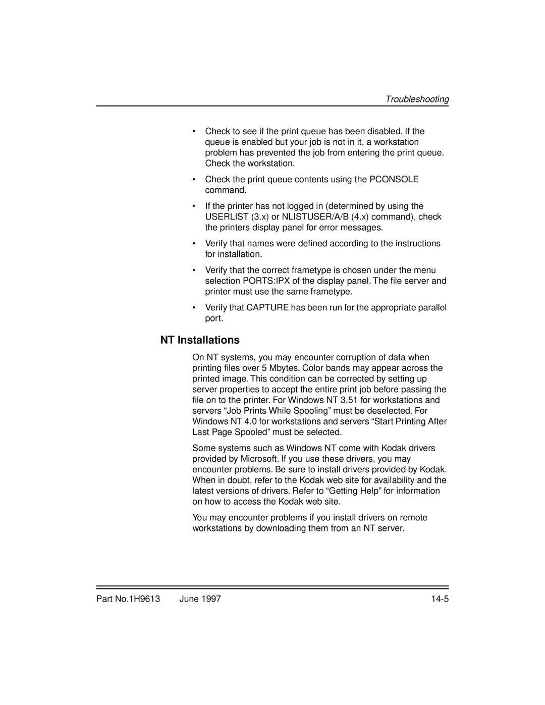 Kodak XLS 8400 setup guide NT Installations 