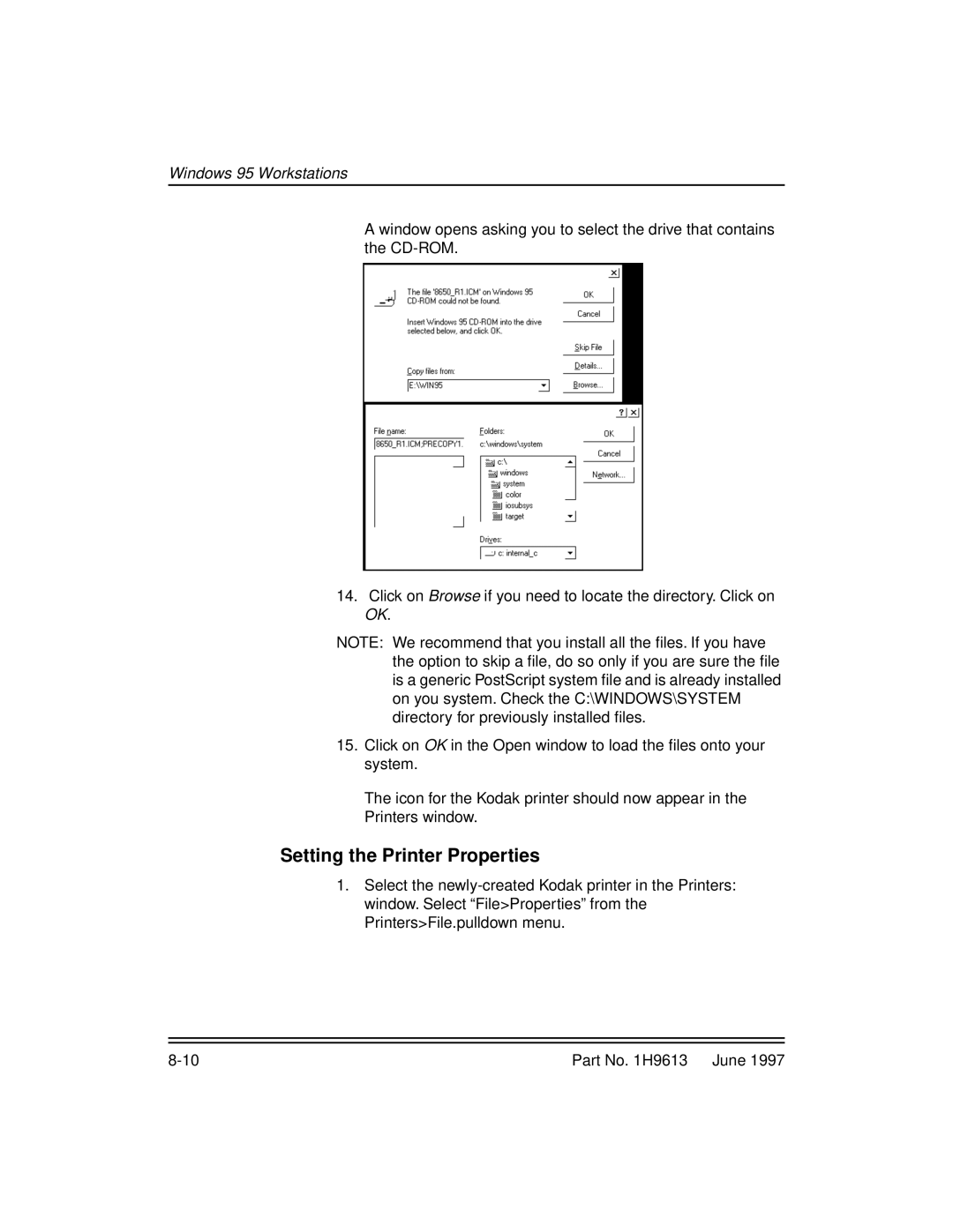 Kodak XLS 8400 setup guide Setting the Printer Properties 