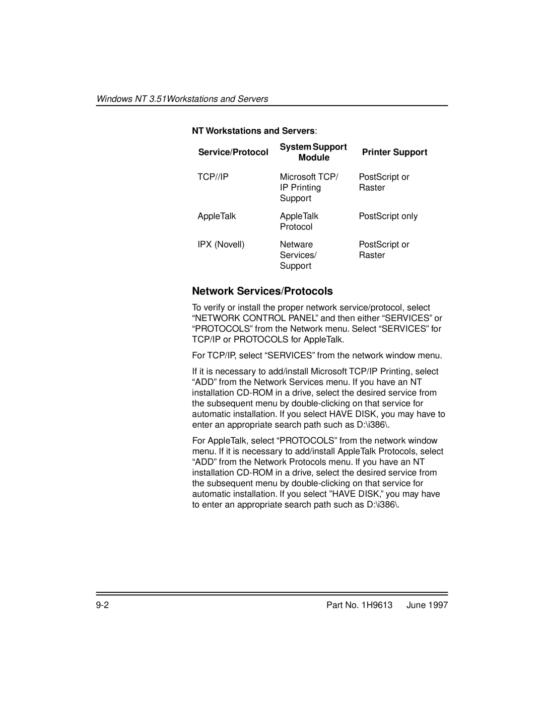 Kodak XLS 8400 setup guide Network Services/Protocols, Tcp//Ip 