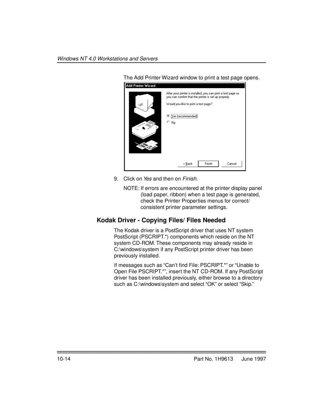 Kodak XLS 8400 setup guide Kodak Driver Copying Files/ Files Needed 