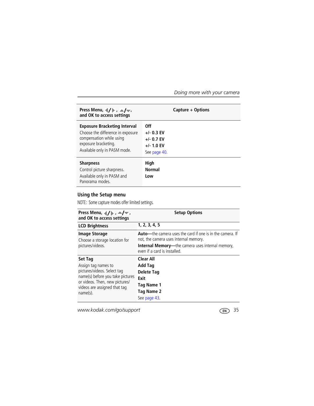 Kodak Z1015 IS manual Using the Setup menu 