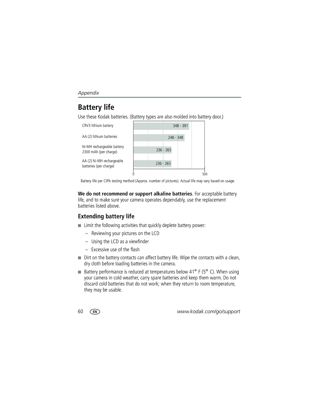 Kodak Z650 manual Battery life, Extending battery life 