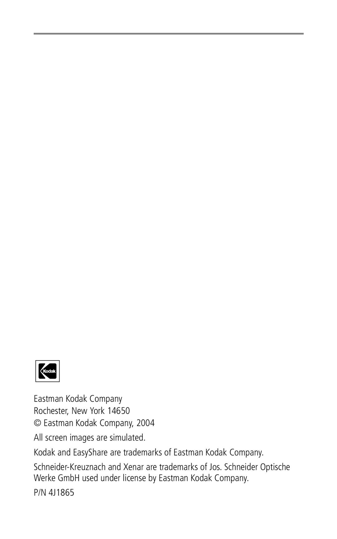 Kodak Z740 Eastman Kodak Company Rochester, New York, Kodak and EasyShare are trademarks of Eastman Kodak Company, 4J1865 