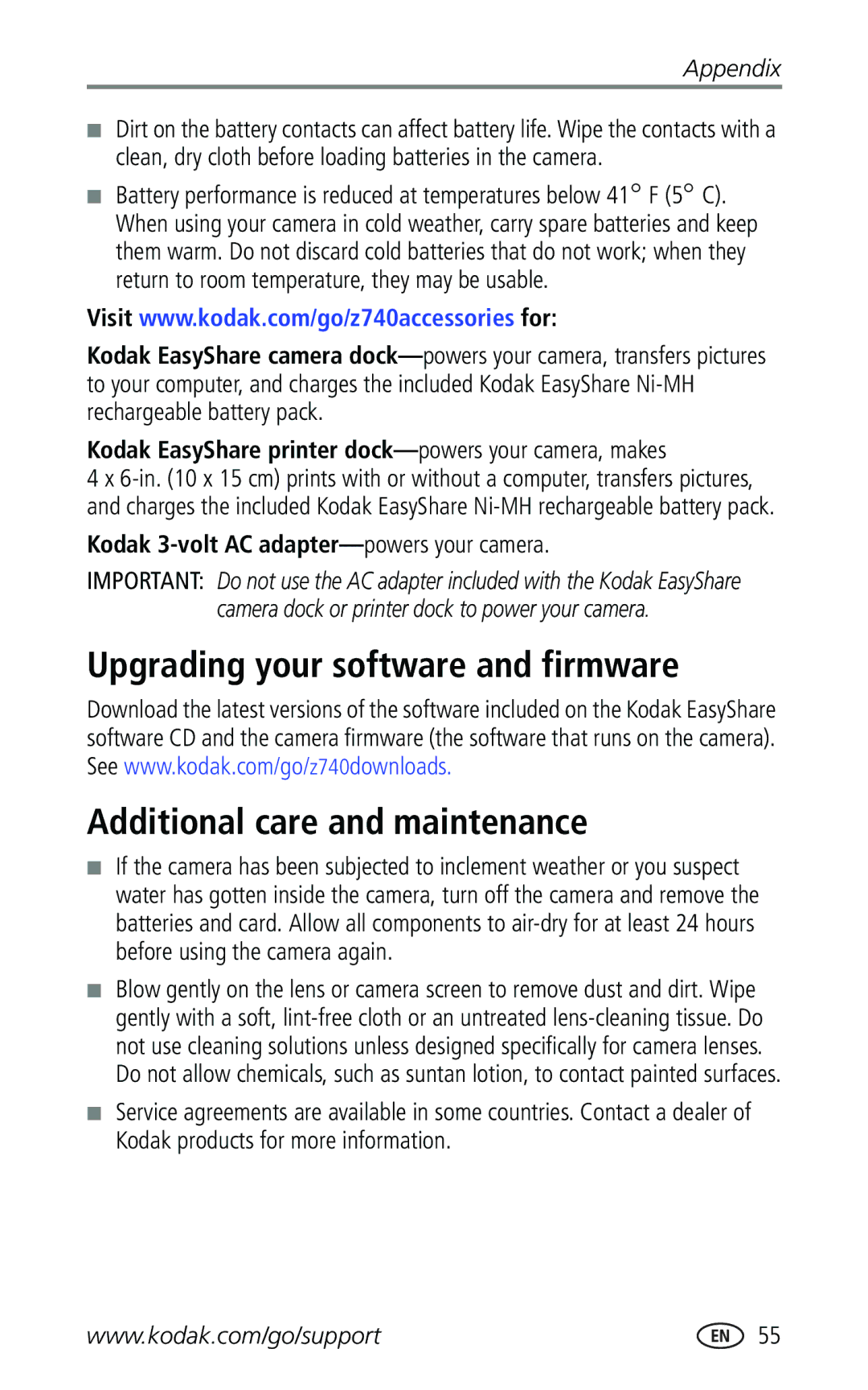Kodak Z740 manual Kodak EasyShare printer dock-powers your camera, makes, Kodak 3-volt AC adapter-powers your camera 