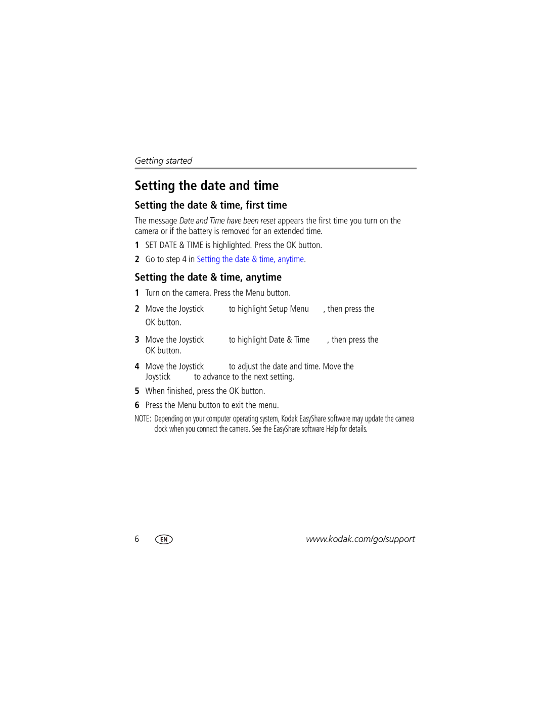 Kodak Z7590 manual Setting the date and time, Setting the date & time, first time, Setting the date & time, anytime 