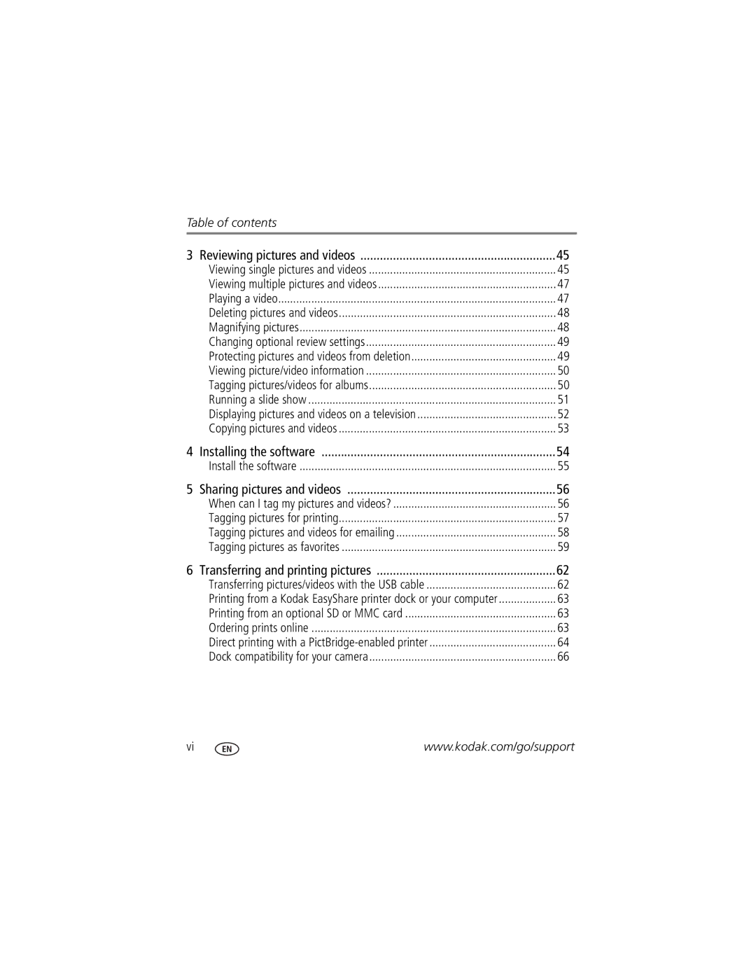 Kodak Z7590 manual Table of contents 