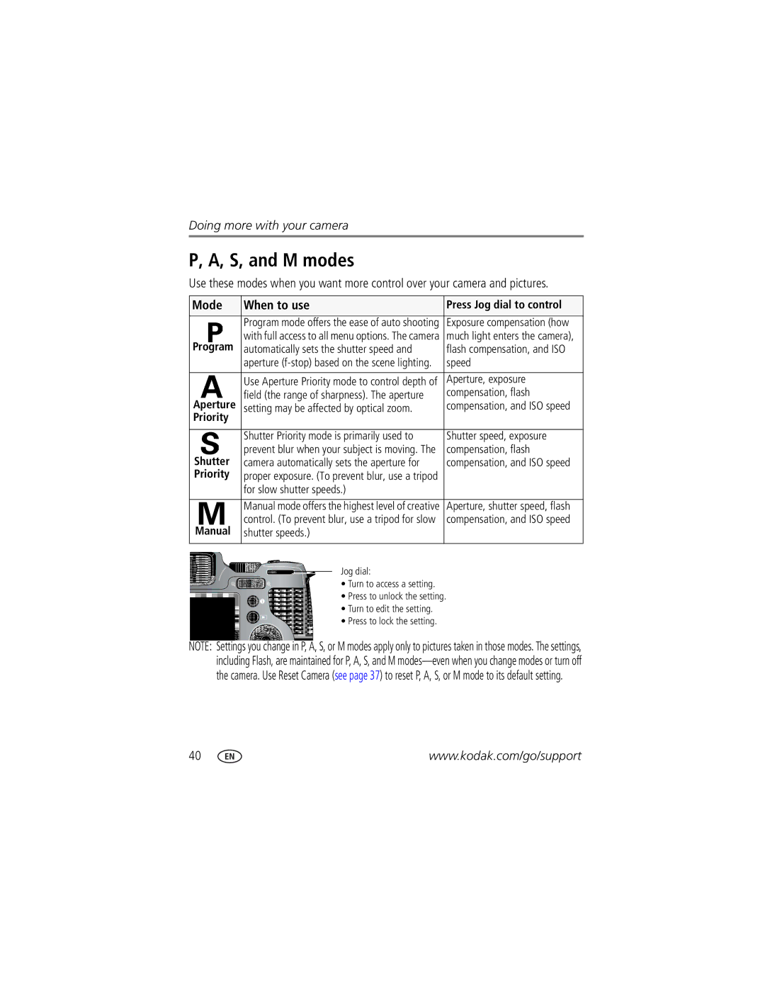 Kodak Z812 IS manual S, and M modes, Mode When to use 