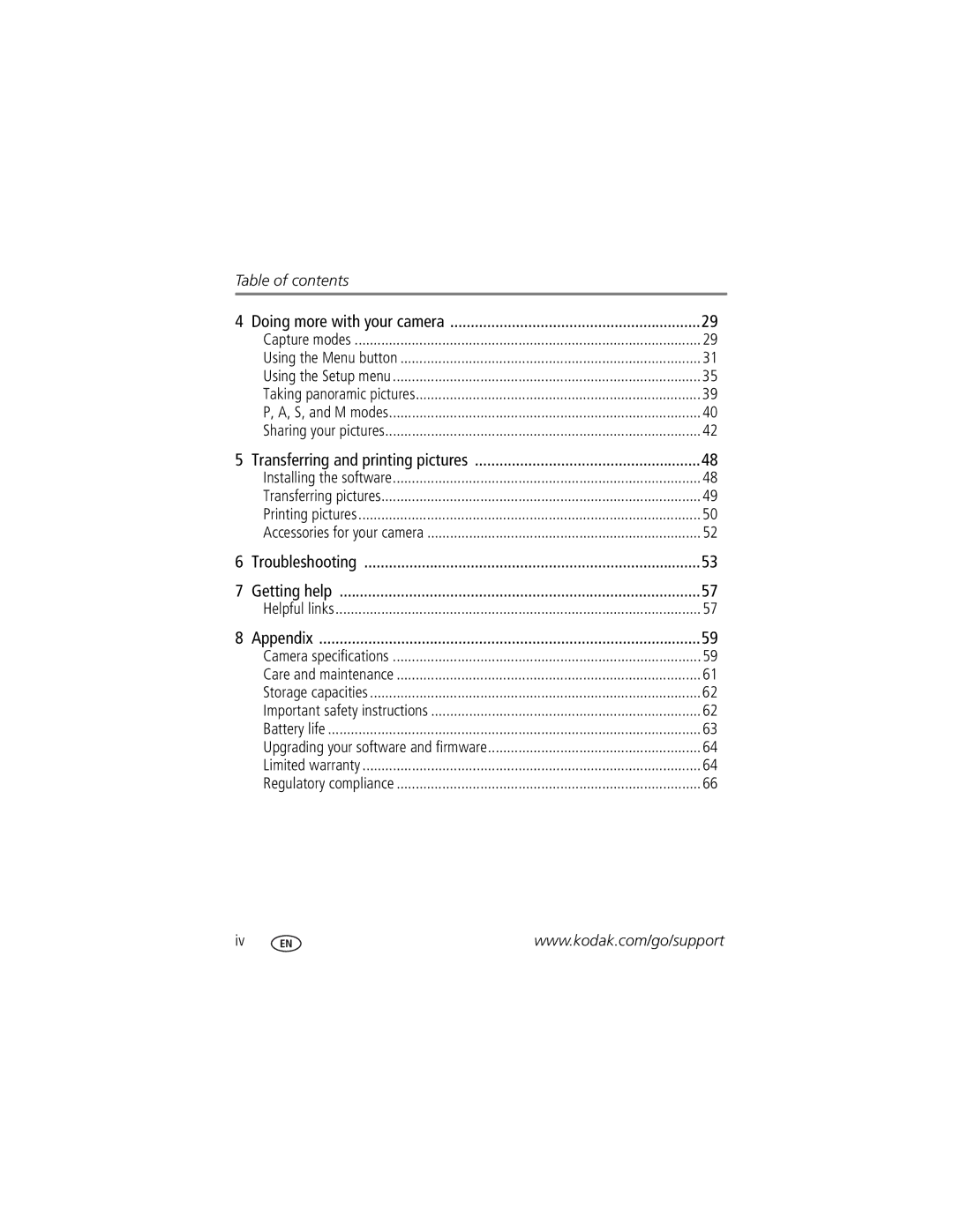 Kodak Z812 IS manual Table of contents 