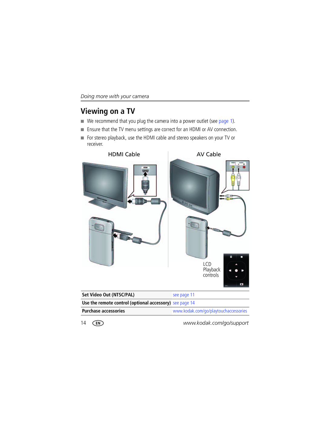 Kodak ZI10 manual Viewing on a TV 