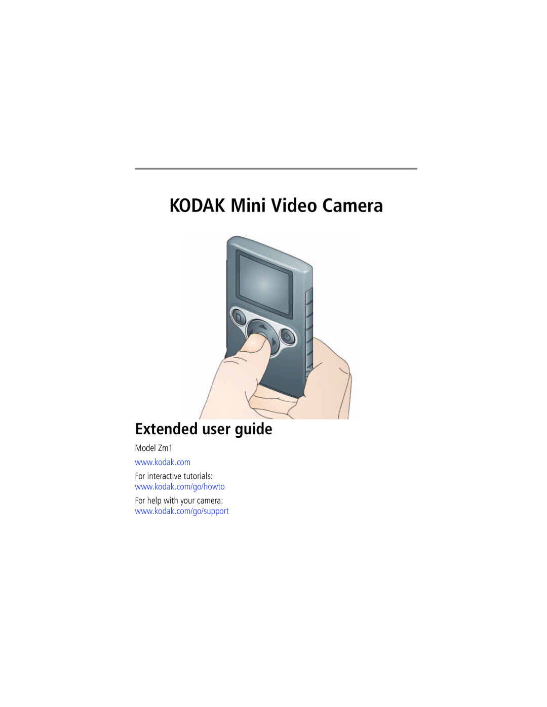 Kodak ZM1 manual Kodak Mini Video Camera, Extended user guide 