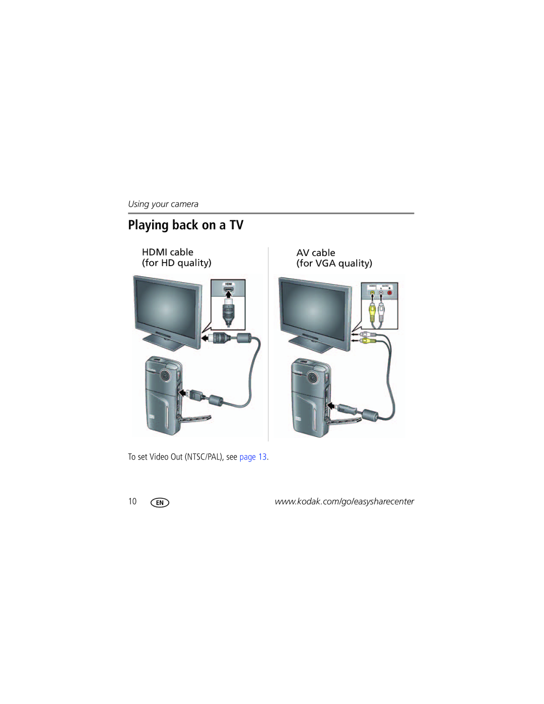 Kodak Zx1 manual Playing back on a TV 