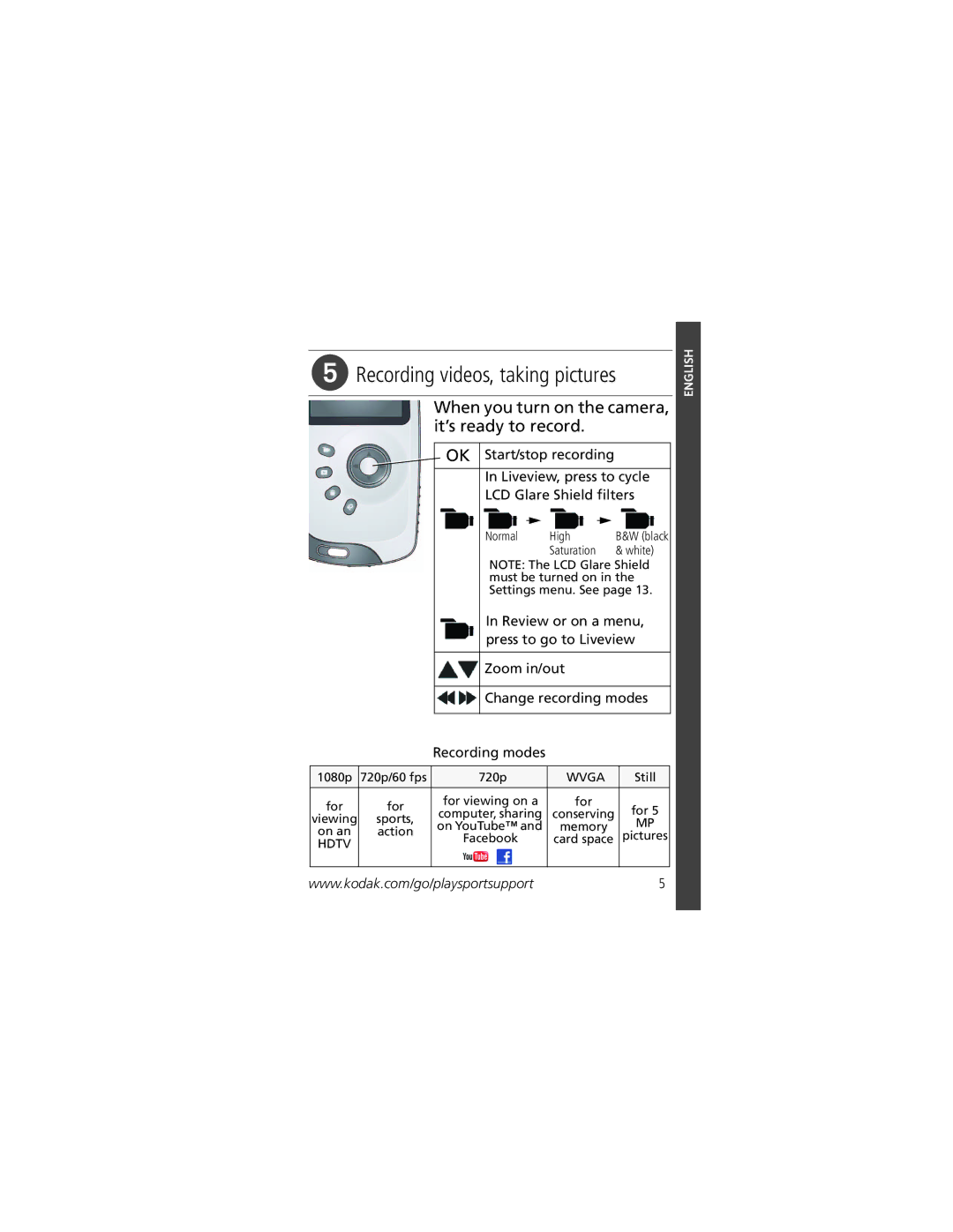 Kodak Zx3 manual Recording videos, taking pictures, When you turn on the camera, it’s ready to record 