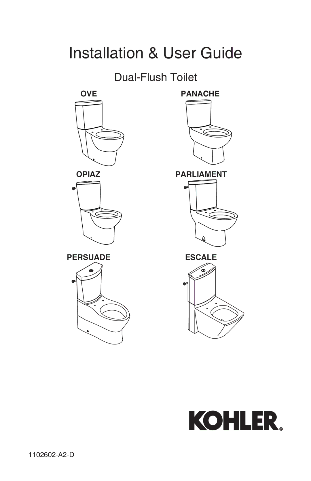 Kohler 1102602-A2-D manual Installation & User Guide 