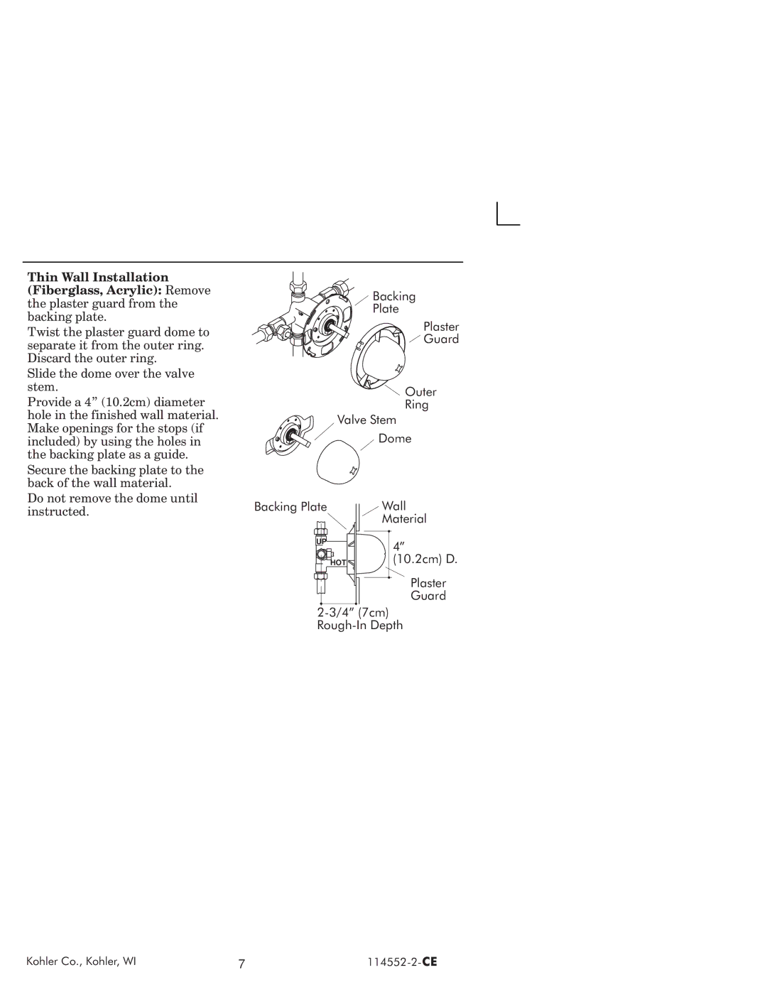 Kohler 114522-2-CE manual 10.2cm D 