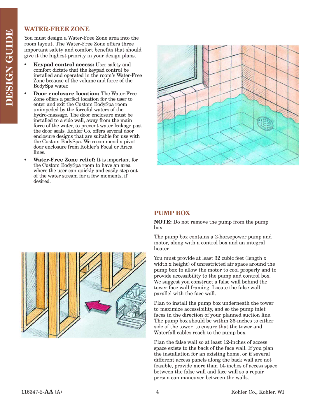 Kohler 116347-2 manual WATER%FREE Zone, Pump BOX 