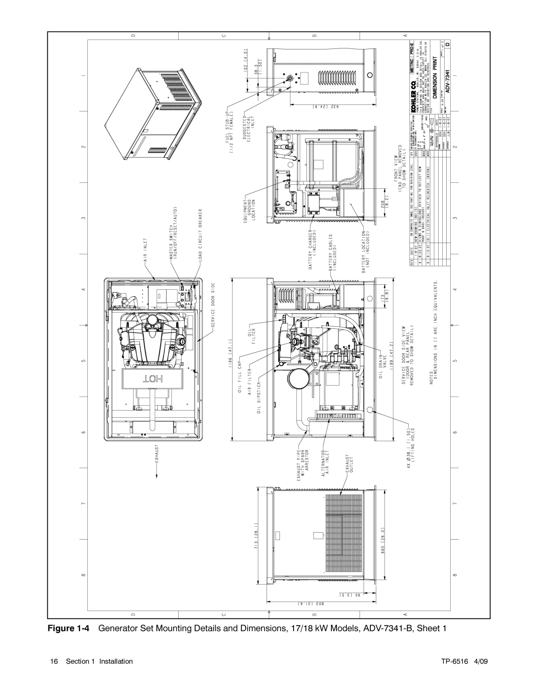 Kohler 12RESM1 manual Installation TP-6516 4/09 