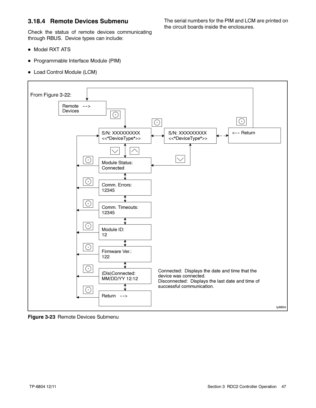 Kohler 14/20RESAL manual Remote Devices Submenu 