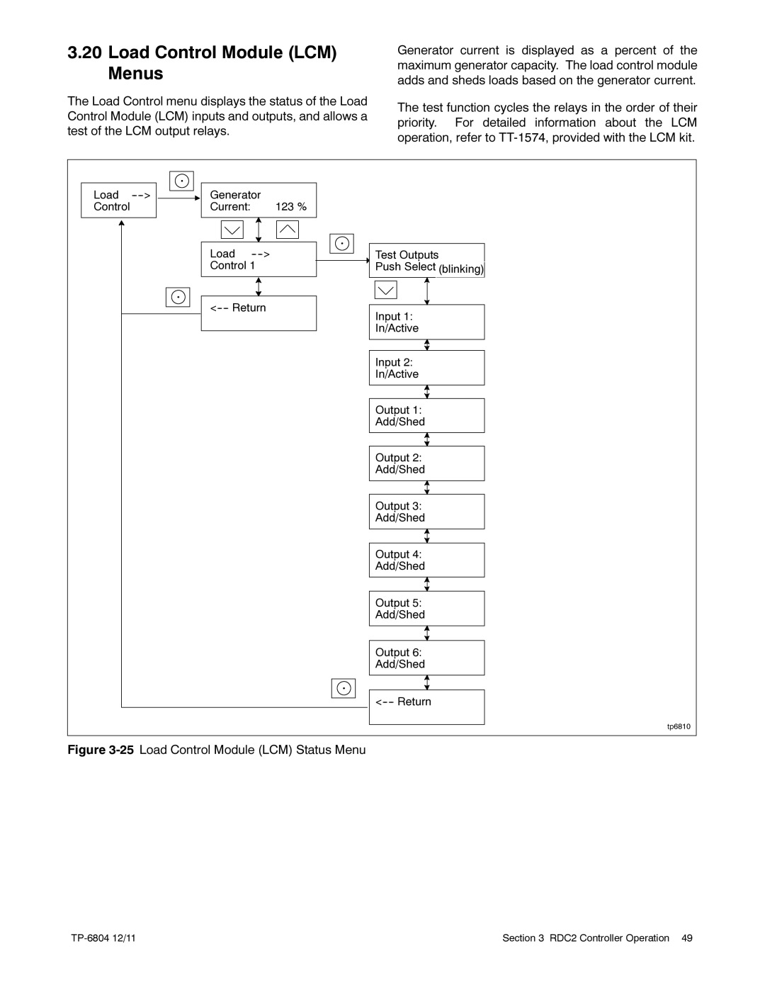 Kohler 14/20RESAL manual Load Control Module LCM Menus, Load Control Module LCM Status Menu 