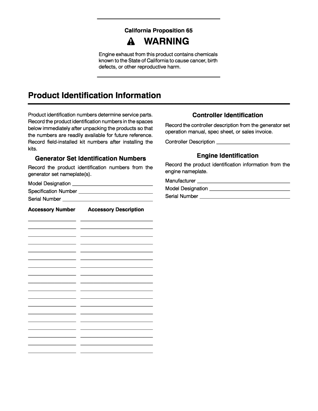 Kohler 14/20RESA manual Product Identification Information, Controller Identification, Generator Set Identification Numbers 