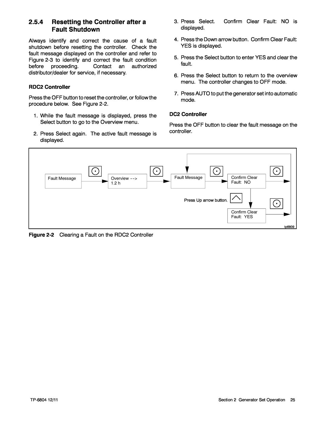 Kohler 14/20RESAL manual Resetting the Controller after a Fault Shutdown 