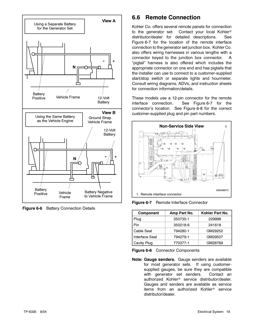 Kohler 10ERG, 15ERG, 13ERG manual Remote Connection, View B 