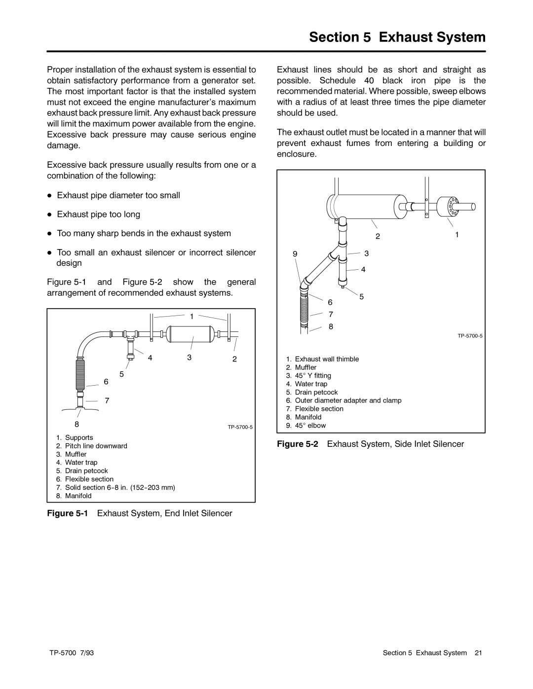 Kohler 20--2800 kW manual Exhaust System, Side Inlet Silencer 