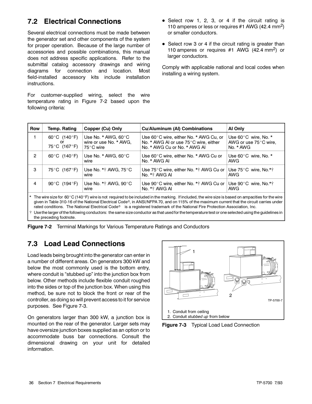 Kohler 20--2800 kW manual Electrical Connections, Load Lead Connections 