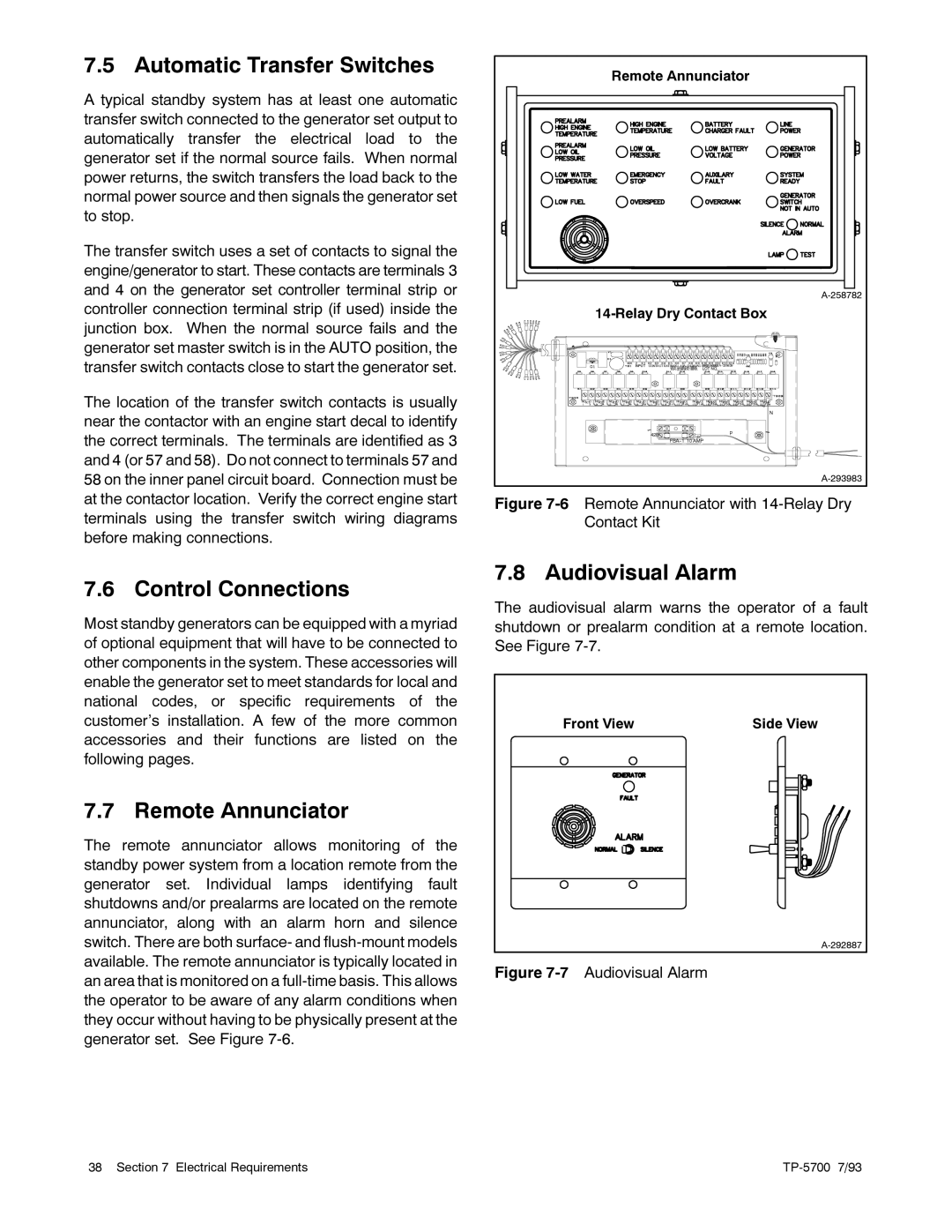 Kohler 20--2800 kW manual Automatic Transfer Switches, Control Connections, Remote Annunciator, Audiovisual Alarm 