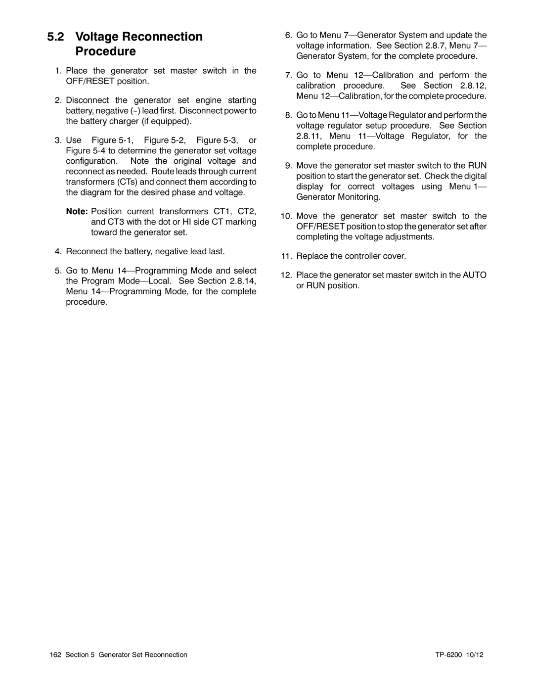 Kohler 20-3250 kW manual Voltage Reconnection Procedure 