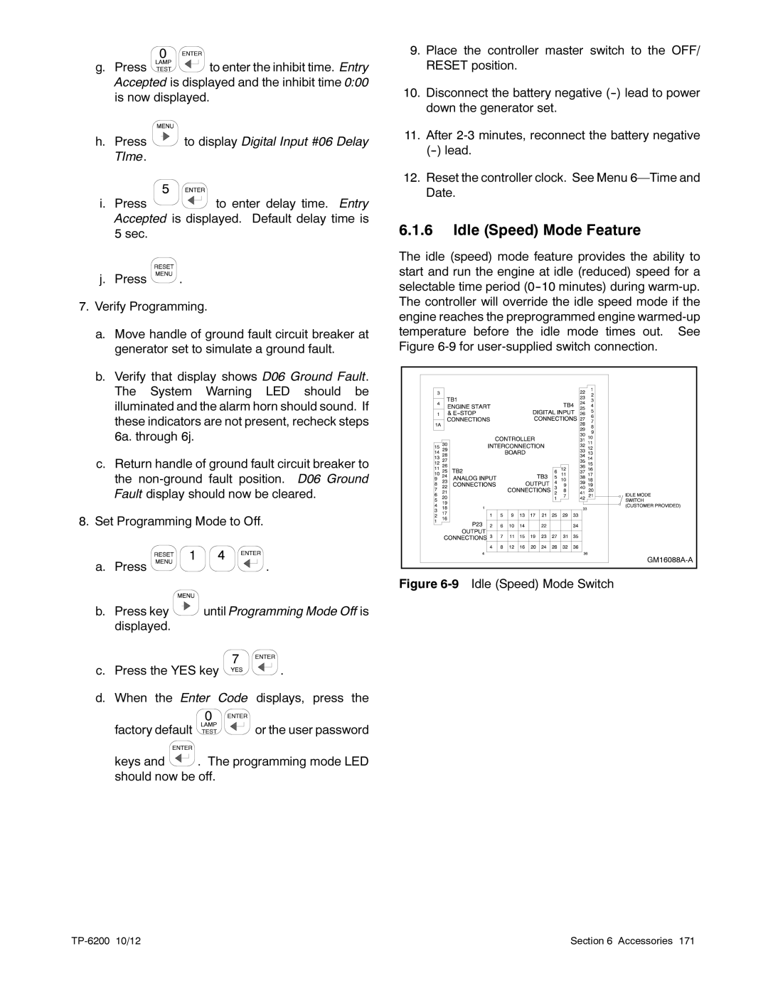 Kohler 20-3250 kW manual Idle Speed Mode Feature, Idle Speed Mode Switch 