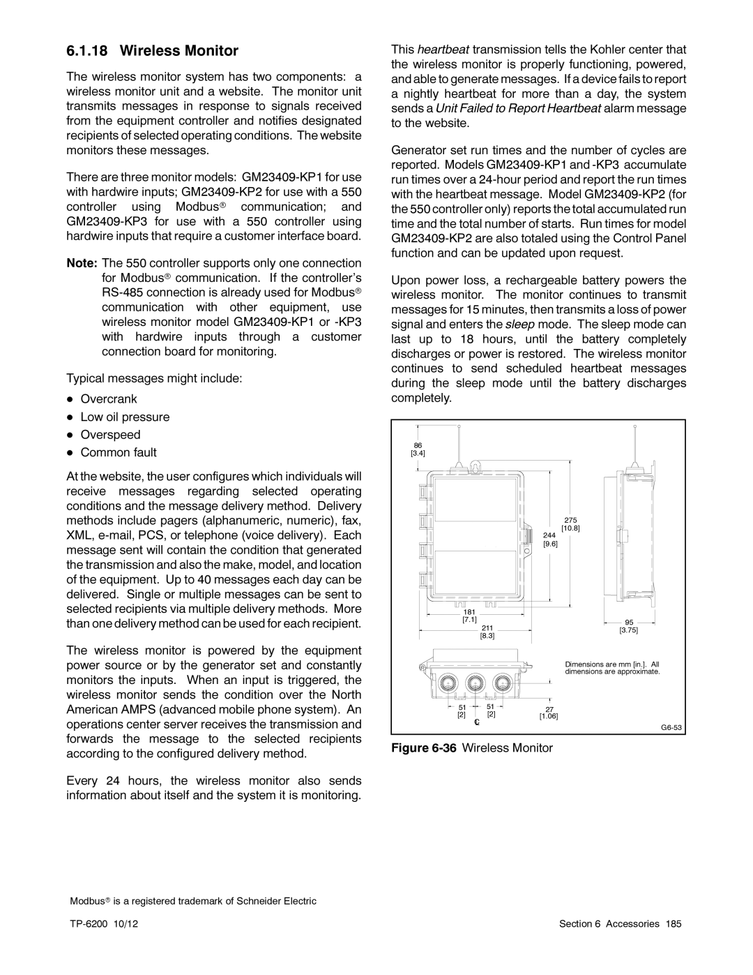 Kohler 20-3250 kW manual Wireless Monitor 