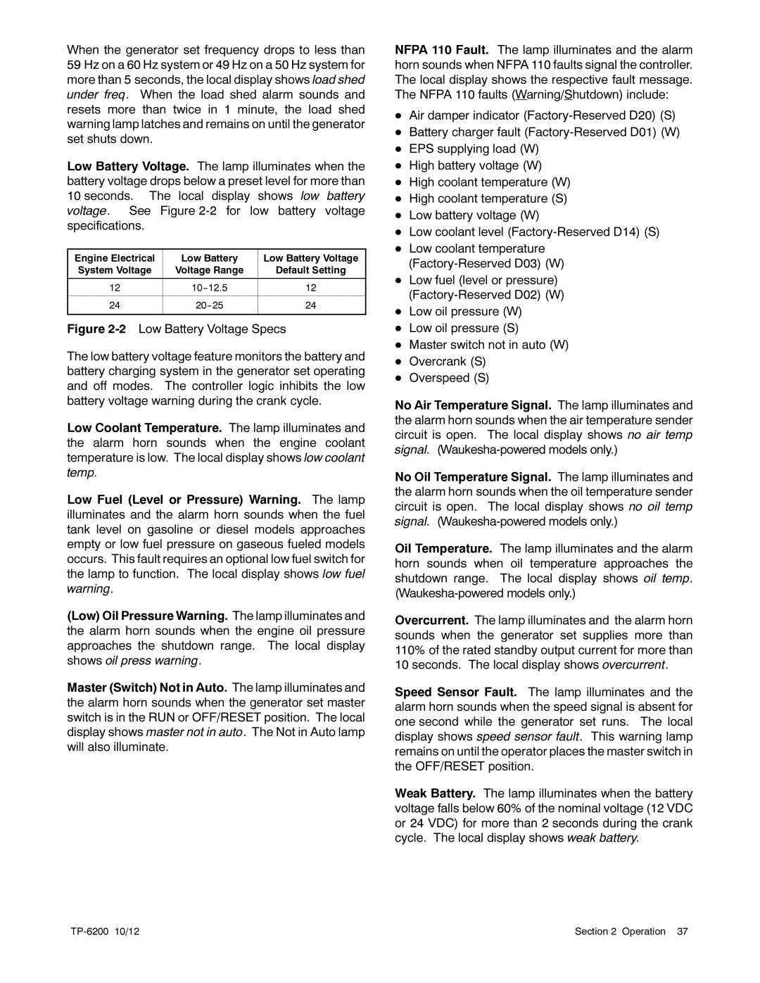 Kohler 20-3250 kW manual TP-6200 10/12 Operation 