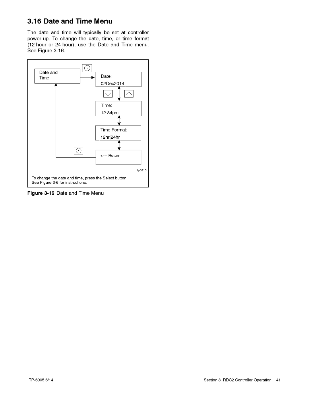 Kohler 24RCL manual Date and Time Menu, Date and Time 02Dec2014 1234pm Time Format 12hr24hr 