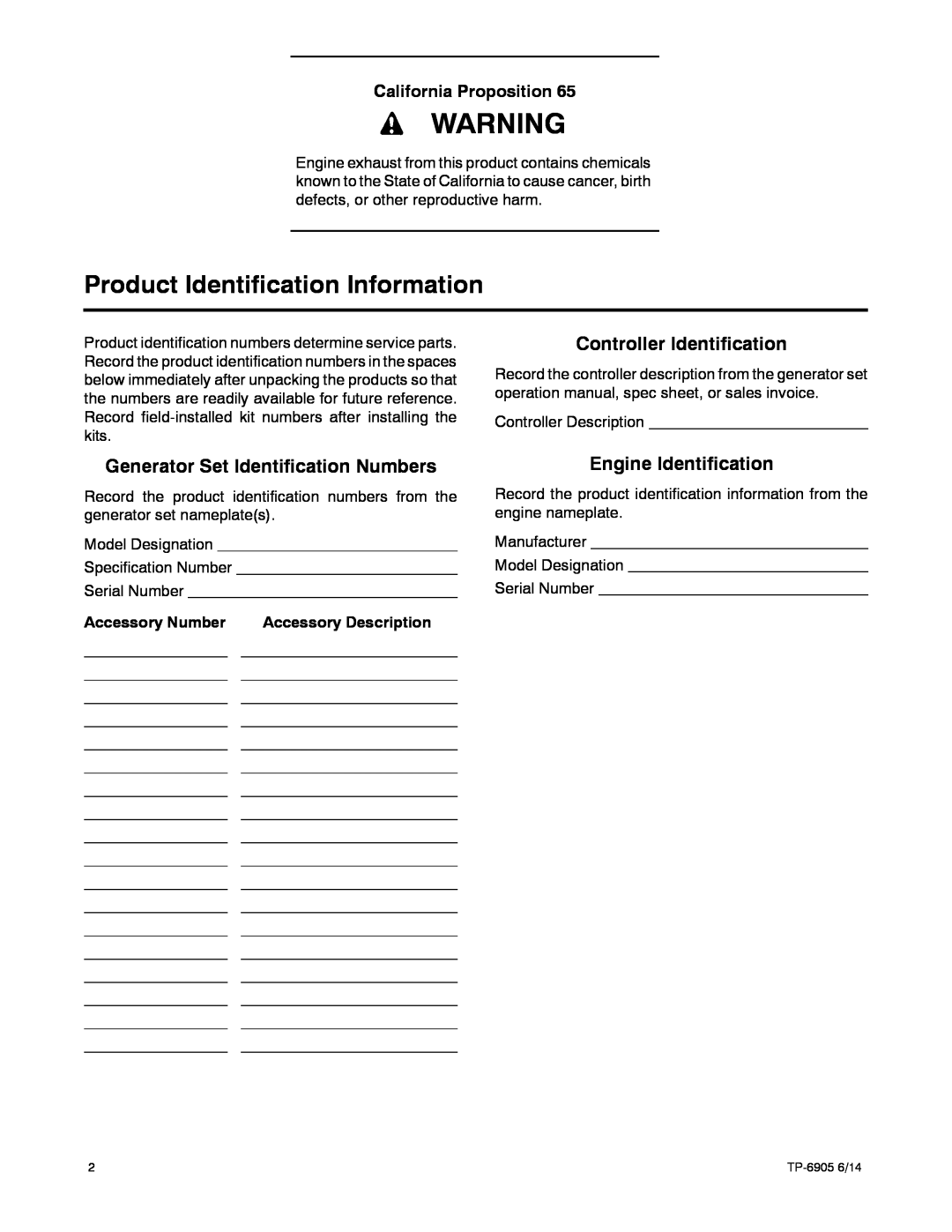 Kohler 24RCL manual Product Identification Information, Controller Identification, Generator Set Identification Numbers 
