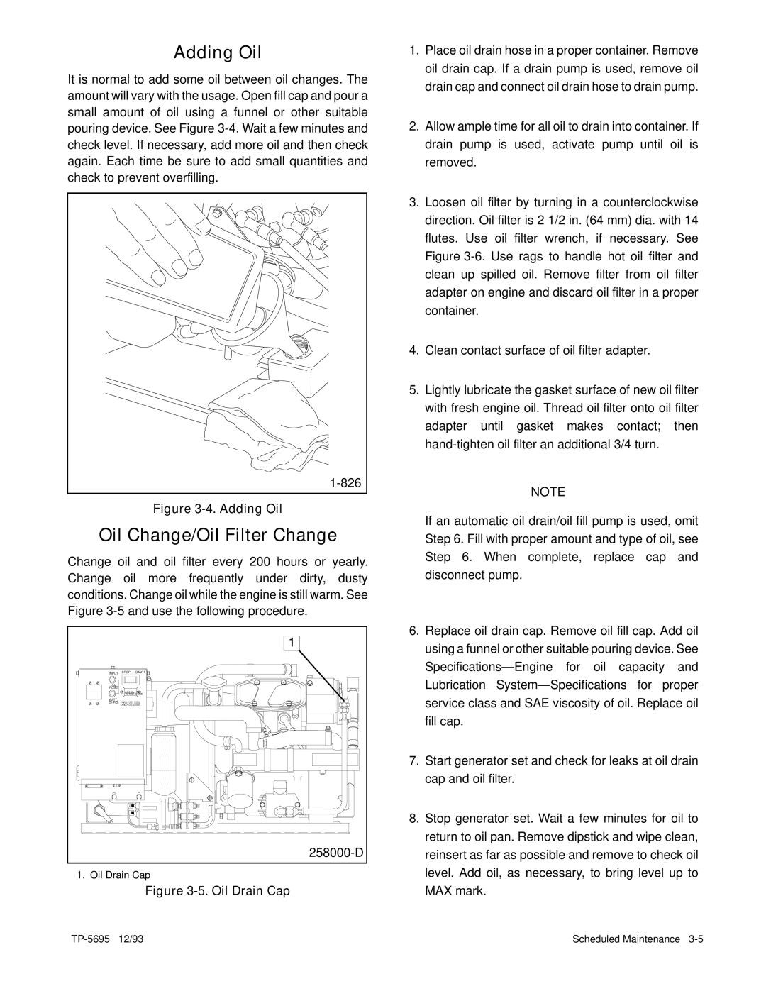 Kohler 3.5CFZ, 4CZ, 5CFZ, 6.5CZ installation manual Adding Oil, Oil Change/Oil Filter Change 