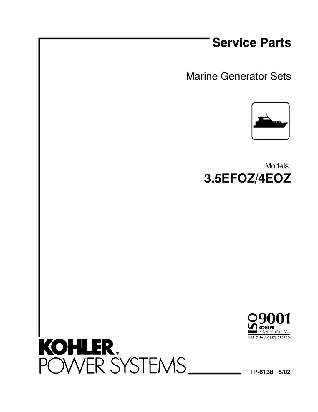 Kohler 3.5EFOZ manual 5EFOZ/4EOZ 